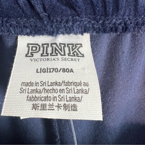NWT Pink Womens Velvet Heritage Pull On Pants Blue Drawstring Loungewear Sz L - Picture 7 of 13